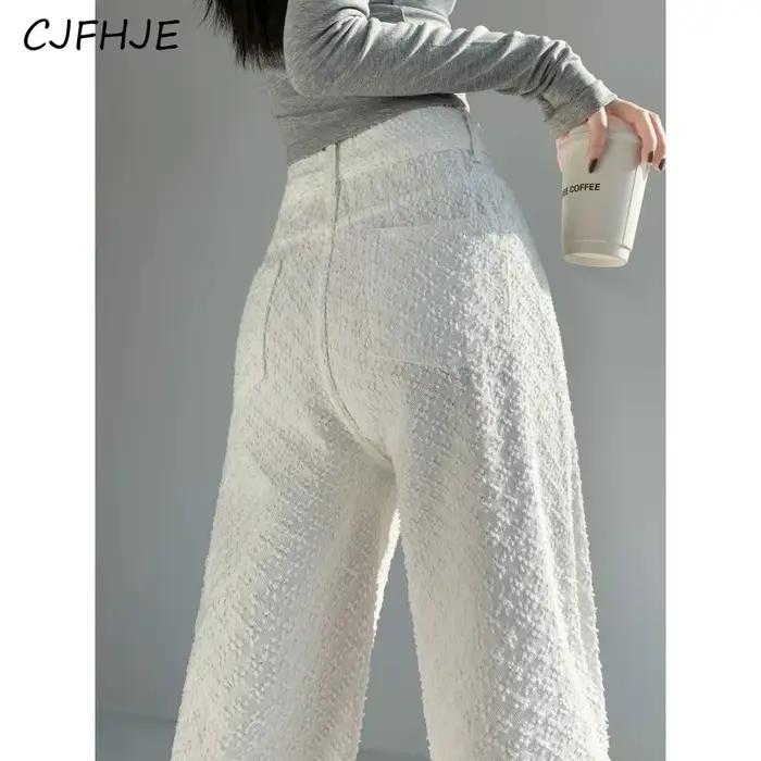 CJFHJE mode femmes taille haute jean droit coréen classique