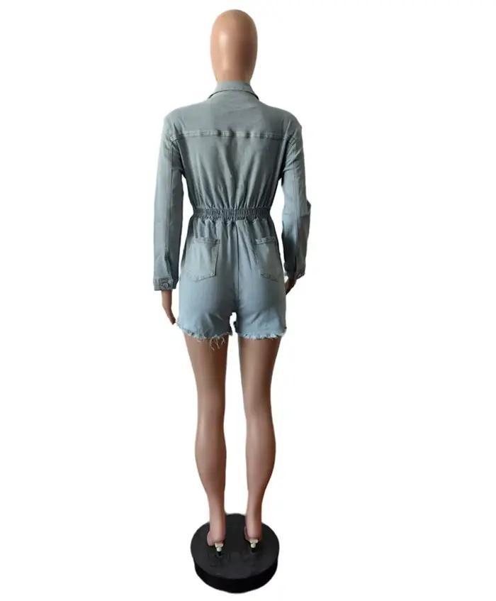 Combinaison en jean extensible élégante pour femme