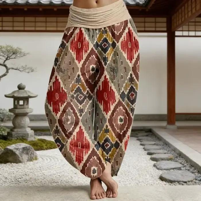 Pantalon de détente en coton à taille élastique pour femmes