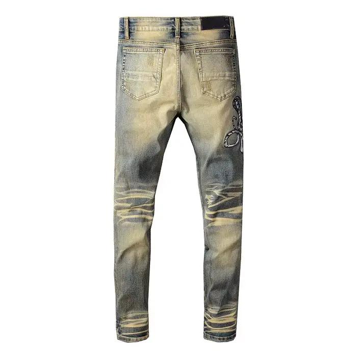 Jean classique brodé en coton pour chimiste