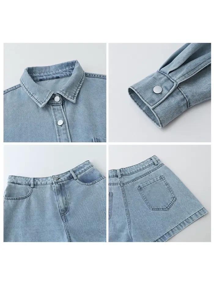 CHIC VEN Chemise en jean coréenne pour femme