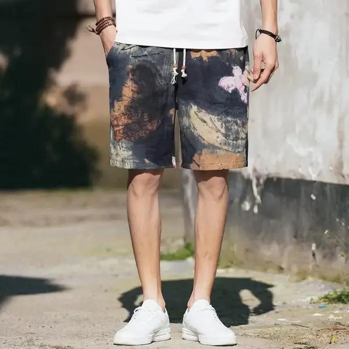 Pantalon court homme conseil graphique bleu Floral short