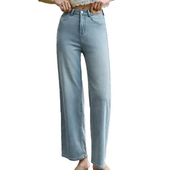 Pantalon en denim décontracté et tendance OLrain pour femmes effets vieillis et vêtements féminins occasions spéciales été 2026