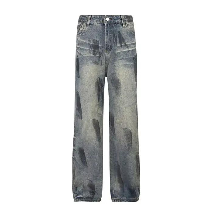 Nouveau Vintage hommes Baggy Denim pantalon 2025 automne Streetwear jambe large en détresse Jean Y2K Goth mode