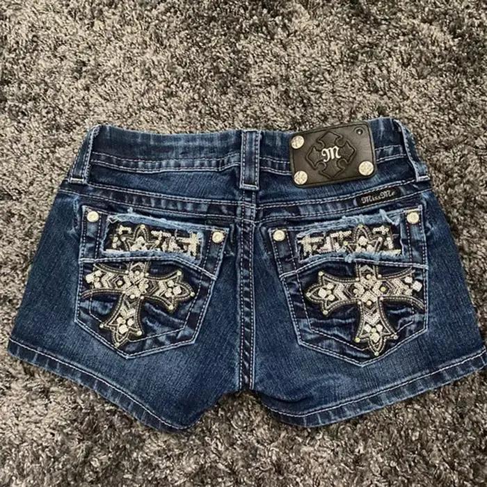 Mini short en jean taille basse pour femmes