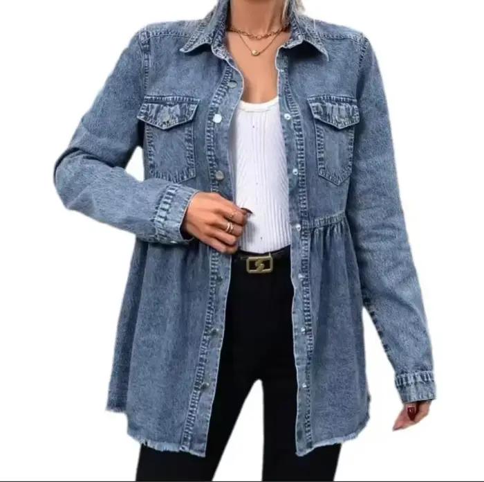 Manteau en jean vintage de Nowsaa pour femme style rétro automne hiver pour le bureau et les sorties en ville