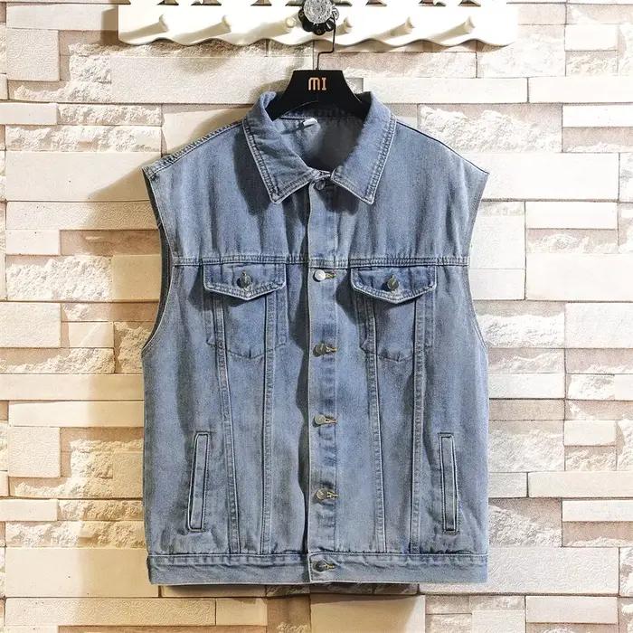 Nouveau Denim gilet hommes sans manches