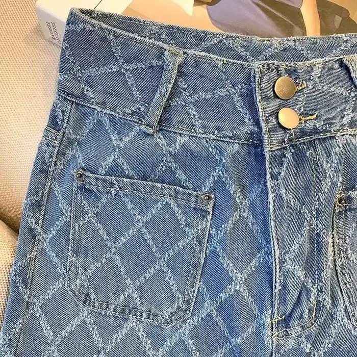 Jean en denim taille haute grande taille pour femme