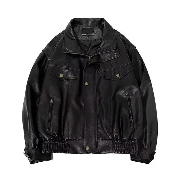 Blouson aviateur en simili cuir vintage pour hommes et femmes coupe-vent printemps automne manteau mode vêtements d'extérieur veste en PU moto motard racing jacket style homme femme robustesse élégance confort polyvalence