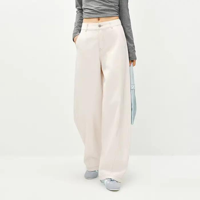 Semir blanc jean femmes 2026 printemps fendu lame incurvée coupe décontractée minceur à la mode longueur de plancher pantalon décontracté