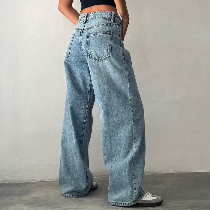 Y2K Baggy Jeans pour femmes à la mode taille basse décontracté jambe droite petit ami jean pantalon