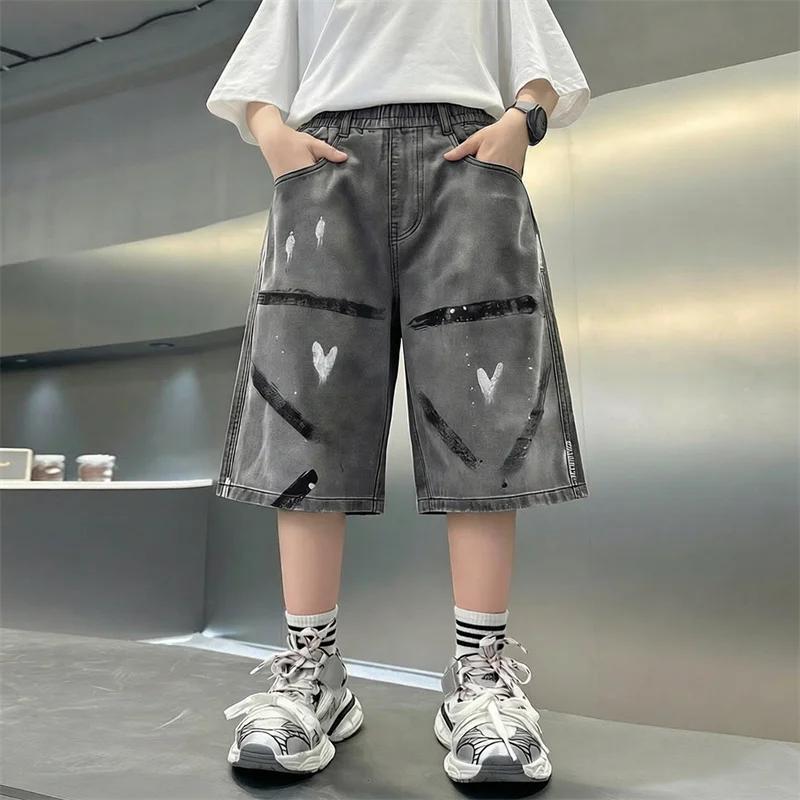 Nouveaux shorts en jean pour adolescents, imprimés tendance, pour garçons de 8, 10, 12, 14 ans, pant