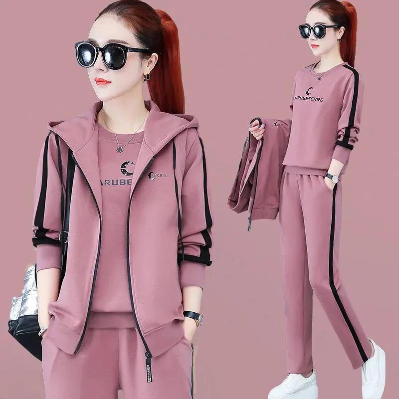 Printemps automne femmes survêtement manteaux + sweats + pantalons 3 pièces costume tenues de mode d