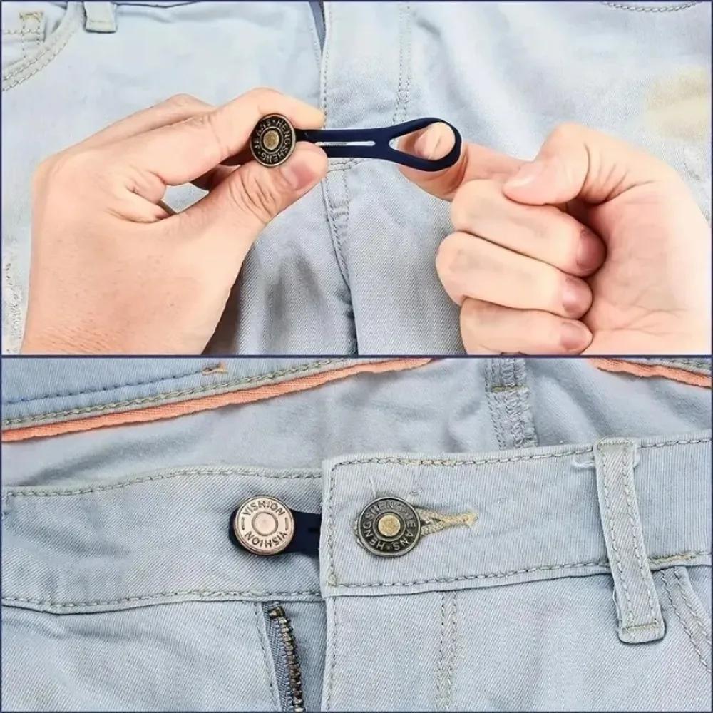 Lot de 6 boutons d'extension universels pour jeans, extenseurs de pantalon pour femmes et hommes, ensemble de boucles d'extension élastiques ajustables en silicone pour la taille