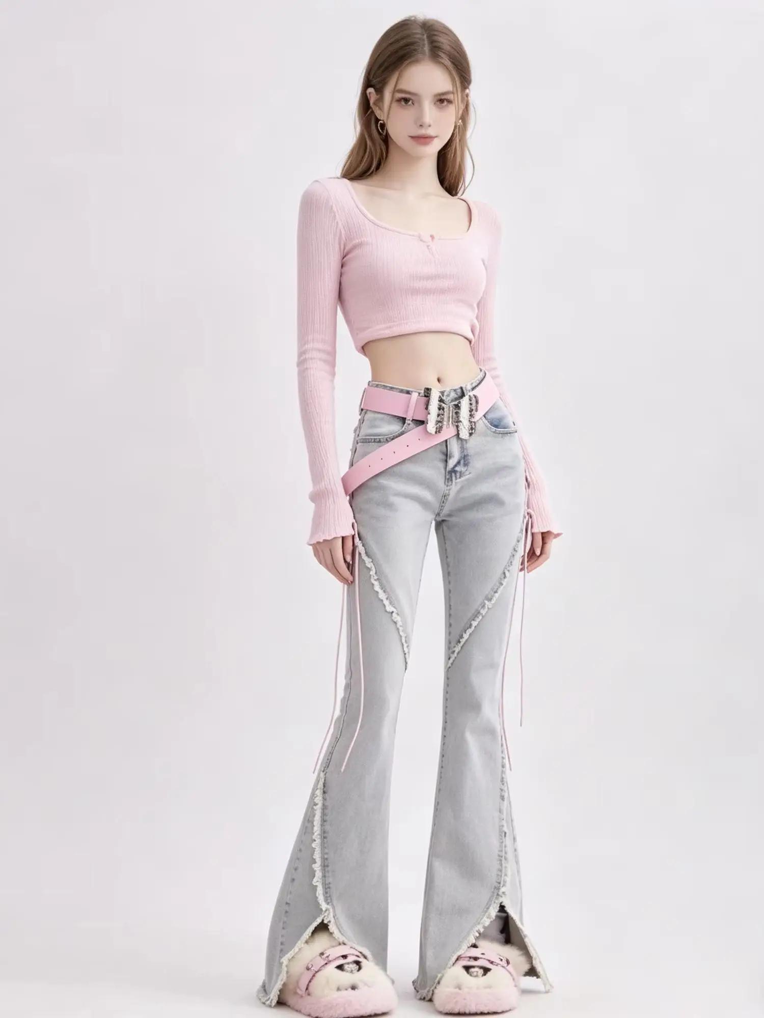 Jean taille haute pour femme, pantalon baggy droit, jambe large, design fourche en corne, denim adt, streetwear rétro, mode Harajuku, fjY2K