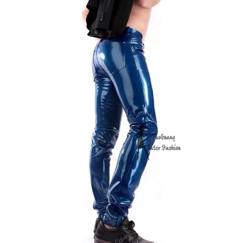 Jeans en Latex avec Poches pour Homme, sur Mesure